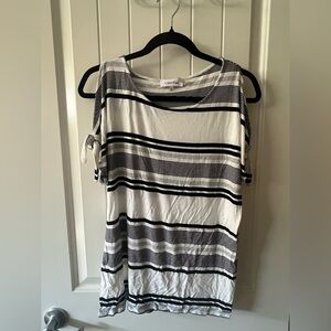Calvin Klein Black and White Striped Top